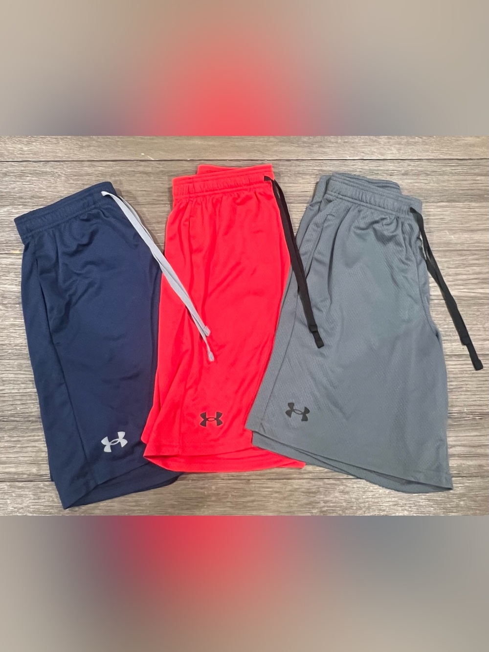 Under Armour Men's Red, Navy and Black Athletic Shorts Bundle - Size Small